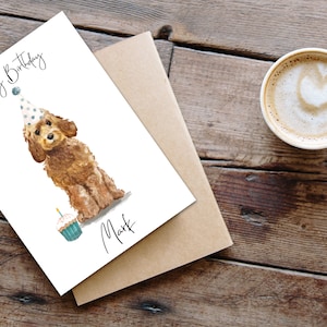 Niedliche Geburtstagskarte Golden Honey Cockapoo in gold - für Hundeliebhaber Karte