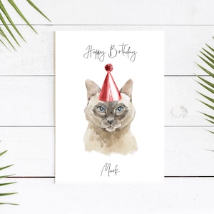 Siamois personnalisé - Carte d’anniversaire de chat - Carte d’amour de chat Carte de propriétaire de chat, Carte d’anniversaire drôle, Carte d’amour de chat, Carte de propriétaire de chat, Carte de chat mignon