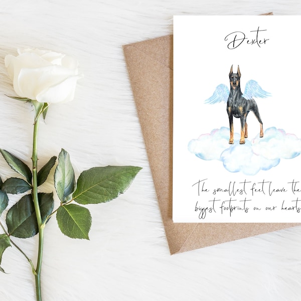 Personalised doberman - dog sympathy card -dog lovers card dog owner card, dog lover card dog owner card dog loss card, pet loss sympathy