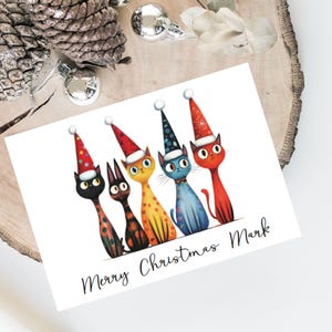 Groupe personnalisé de chats - Carte de Noël de chat - Carte d'amoureux des chats Carte de propriétaire de chat, carte de Noël amusante, carte de propriétaire de chat, carte de chat mignon