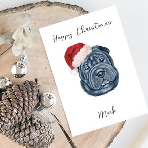 Personalisierte Shar Pei Hund Weihnachtskarte - Hundeliebhaber Karte Karte, lustige Weihnachtskarte, Hundeliebhaber Karte, Hundebesitzer Karte Niedliche Hundekarte
