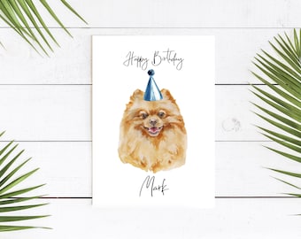 Personalised Pomeranian - dog Birthday card -dog lovers card dog owner card, dog lover card dog owner card Cute dog card