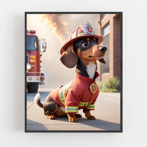 Custom Pet Portrait - Firefighter Pet Portrait - Pet Portraits - Pet Memorial - Firefighter Dog Portrait - Firefighter Cat Portrait