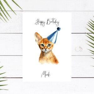 Abyssin personnalisée - Carte d'anniversaire de chat - Carte d'amoureux des chats Carte de propriétaire de chat, carte d'anniversaire drôle, carte d'amant de chat, carte de propriétaire de chat, carte de chat mignon