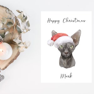 パーソナライズされたスフィンクス猫 - 猫のクリスマスカード - 猫好きのカード 猫の飼い主カード、面白いクリスマスカード、猫好きのカード、猫の飼い主カード、かわいい猫カード