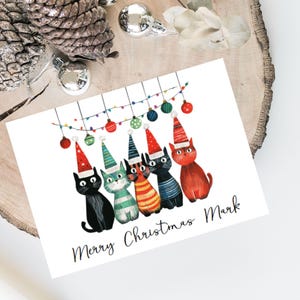 Groupe personnalisé de chats - Carte de Noël de chat - Carte d'amoureux des chats Carte de propriétaire de chat, carte de Noël amusante, carte de propriétaire de chat, carte de chat mignon