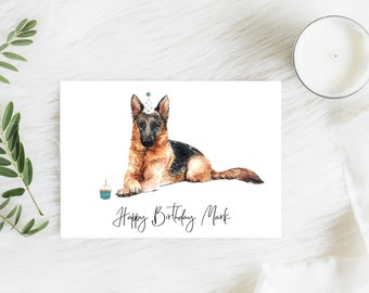 Personalised German Shepherd  - dog Birthday card -dog lovers card dog owner card, dog lover card dog owner card Cute dog card