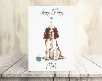 Gepersonaliseerde Engels Springer Spaniel - hond Verjaardagskaart -hondenliefhebbers kaart hond eigenaar kaart, hond lover kaart hond eigenaar kaart Leuke hond kaart