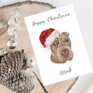 Personalisierte Shar Pei Hund Weihnachtskarte - Hundeliebhaber Karte Karte, lustige Weihnachtskarte, Hundeliebhaber Karte, Hundebesitzer Karte Niedliche Hundekarte