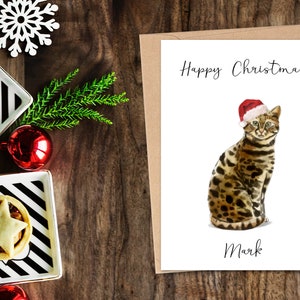 Gepersonaliseerde Bengalen - Kat Kerstkaart -Kat liefhebbers kaart Kat eigenaar kaart, Grappige kerstkaart, Kat lover kaart, Kat eigenaar kaart, Leuke kat kaart