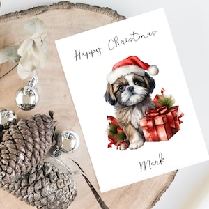 Shih tzu personalizzato - Biglietto natalizio per cani - biglietto per amanti dei cani, biglietto di Natale divertente, biglietto per l'amante del cane, biglietto del proprietario del cane Biglietto per cani carino