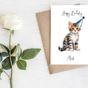 Carte d'anniversaire personnalisée pour chat British Shorthair - Carte pour amoureux des chats Carte de propriétaire de chat, carte d'anniversaire drôle, carte de propriétaire de chat et carte de chat mignon