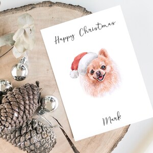 Poméranie personnalisée - Carte de Noël pour chien - Carte d’amoureux des chiens, Carte de Noël drôle, Carte d’amoureux des chiens, Carte de propriétaire de chien Carte de chien mignonne