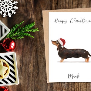 Personalisierte Dackel - Hund Weihnachtskarte - Hundeliebhaber Karte, Lustige Weihnachtskarte, Hundeliebhaber Karte, Hundebesitzer Karte Süße Hundekarte
