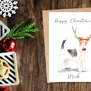Cartão de Natal personalizado para cães Fox Terrier, cartão de Natal para amantes de cães, cartão de Natal engraçado, cartão de amante de cães, cartão de proprietário de cães Cartão de cachorro bonito