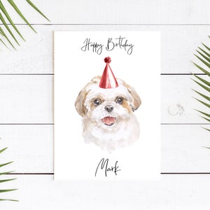 Gepersonaliseerde Shih tzu - hond Verjaardagskaart -hondenliefhebbers kaart hond eigenaar kaart, hond minnaar kaart hond eigenaar kaart Leuke hond kaart