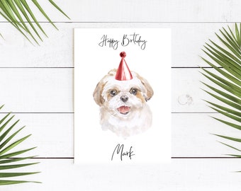 Personalizzato Shih tzu - cane Biglietto di compleanno - Carta per gli amanti del cane Carta del proprietario del cane, carta dell'amante del cane Carta del proprietario del cane Carta del cane Carina carta del cane