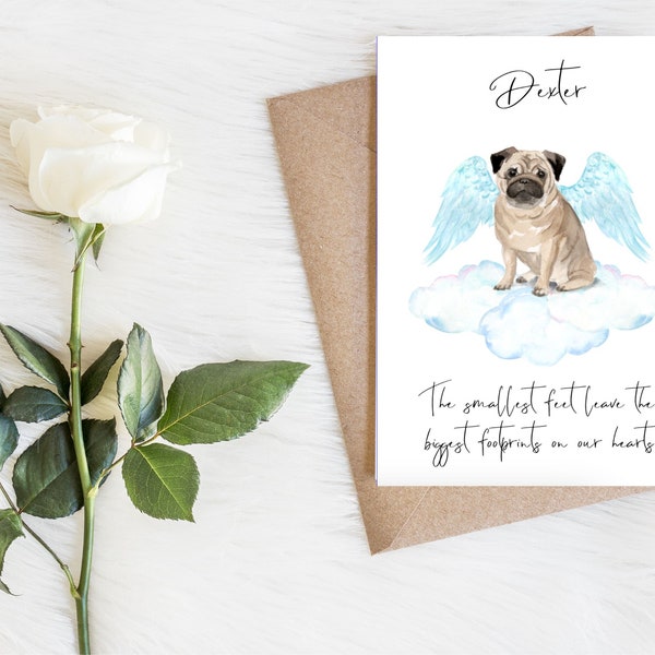 Personalised Pug  - dog sympathy card -dog lovers card dog owner card, dog lover card dog owner card dog loss card, pet loss