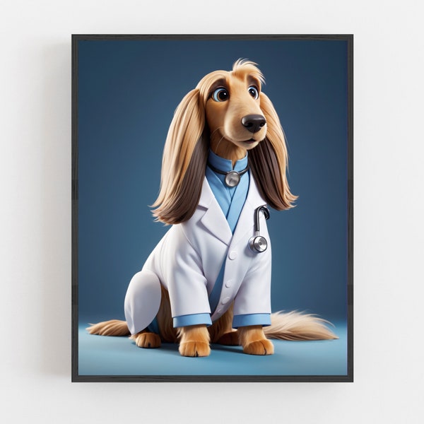 Doctor pet portrait, custom pet portrait in doctor style available in gallery canvas or paper print - pet portraits, doctor pet, dog art