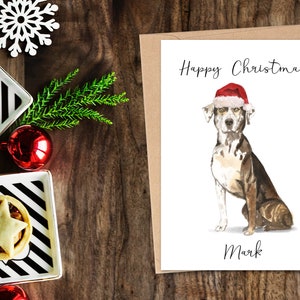 Catahoula Leopard Dog personalizado - Tarjeta de Navidad para perros - tarjeta para amantes de perros, tarjeta de Navidad divertida, tarjeta para amantes de perros, tarjeta de dueño de perro Linda tarjeta de perro