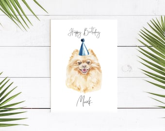 Personalised Pomeranian - dog Birthday card -dog lovers card dog owner card, dog lover card dog owner card Cute dog card