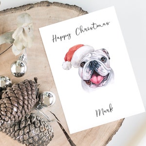Personalisierte englische Bulldogge - Hund Weihnachtskarte -Hundeliebhaber Karte Karte Karte, lustige Weihnachtskarte, Hundeliebhaber Karte, Hundebesitzer Karte Niedliche Hundekarte