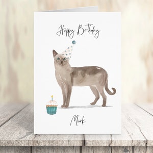Tonkinois personnalisé - Carte d’anniversaire de chat -Carte d’amoureux de chat Carte de propriétaire de chat, carte drôle, carte d’amant de chat, carte de propriétaire de chat, carte de chat mignon