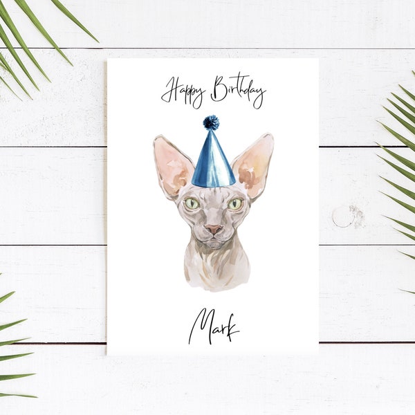 Personalised Sphynx cat - Cat Birthday card -Cat lovers card Cat owner card, Funny card, Cat lover card, Cat owner card, Cute cat card