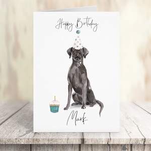 Labrador noir personnalisé - carte d’anniversaire de chien - carte d’amour de chien carte de propriétaire de chien, carte d’amour de chien carte de propriétaire de chien carte de chien mignon