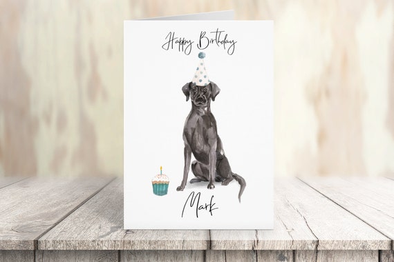 Personalised black labrador - dog Birthday card -dog lovers card dog owner card, dog lover card dog owner card Cute dog card