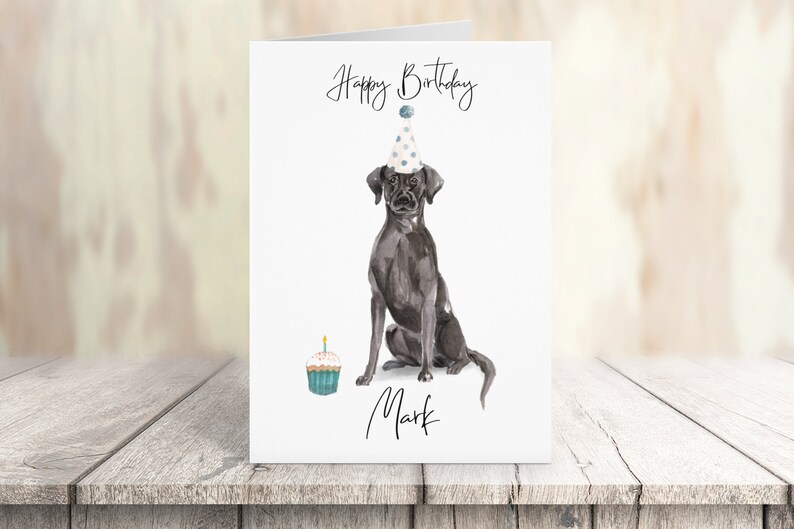Personalised black labrador - dog Birthday card -dog lovers card dog owner card, dog lover card dog owner card Cute dog card image 1