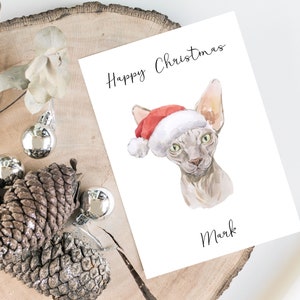 パーソナライズされたスフィンクス猫 - 猫のクリスマスカード - 猫好きのカード 猫の飼い主カード、面白いクリスマスカード、猫好きのカード、猫の飼い主カード、かわいい猫カード