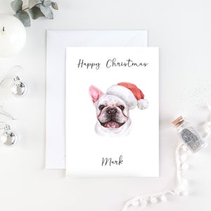 Personalisierte Französische Bulldogge - Hund Weihnachtskarte -Hundeliebhaber Karte Karte, lustige Weihnachtskarte, Hundeliebhaber Karte, Hundebesitzer Karte Niedliche Hundekarte