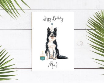 Gepersonaliseerde Border Collie - hond Verjaardagskaart -hondenliefhebbers kaart hond eigenaar kaart, hond lover kaart hond eigenaar kaart Leuke hond kaart