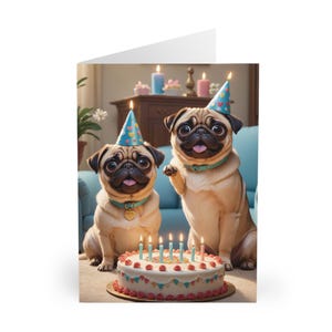 Carte d'anniversaire drôle de carlin | Maman carlin |  Lot de 5 cartes de vœux, illustrations de chiens amusantes, motifs variés, lot de 5 cartes pour les amoureux des chiens