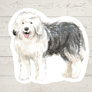 3 x Old English Sheepdog Vinyl stickers, dog mom sticker dog lover gift, laptop sticker, bujo sticker, Bullet journal decal, watercolour