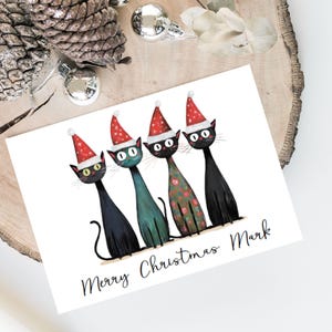 Groupe personnalisé de chats - Carte de Noël de chat - Carte d'amoureux des chats Carte de propriétaire de chat, carte de Noël amusante, carte de propriétaire de chat, carte de chat mignon