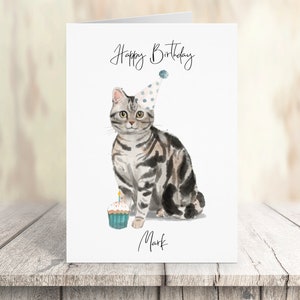 American Shorthair Silver Tabby personnalisée - Carte d'anniversaire de chat - Carte d'amoureux des chats Carte de propriétaire de chat, carte d'amant, carte de propriétaire de chat, carte de chat mignon
