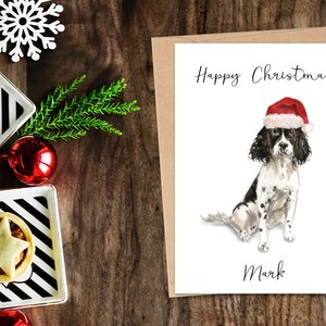 Gepersonaliseerde Engels Springer Spaniel Hond Kerstkaart -hond liefhebbers kaart kaart, Grappige kerstkaart hond minnaar kaart, hond eigenaar kaart Leuke hond kaart