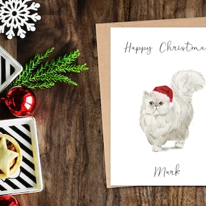 Persan personnalisé - Carte de Noël pour chat Carte d’amoureux du chat Carte du propriétaire du chat, Carte de Noël drôle, Carte d’amour du chat, Carte du propriétaire du chat, Carte du chat mignon
