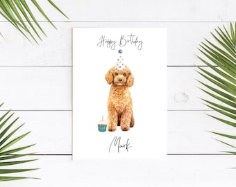 Personalised Poodle - dog Birthday card -dog lovers card dog owner card, dog lover card dog owner card Cute dog card