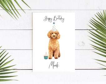 Personalised Poodle - dog Birthday card -dog lovers card dog owner card, dog lover card dog owner card Cute dog card