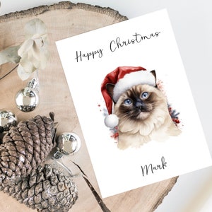 Siamois personnalisé - Carte de Noël de chat -Carte d’amoureux de chat Carte de propriétaire de chat, Carte de Noël drôle, Carte d’amant de chat, Carte de propriétaire de chat, Carte de chat mignon