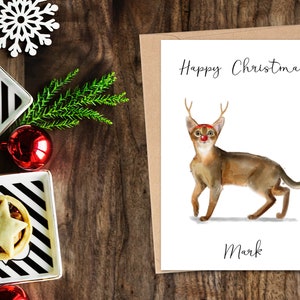 Abyssin personnalisé - Carte de Noël pour chat - Carte d’amoureux de chat Carte de propriétaire de chat, Carte de Noël drôle, Carte d’amour de chat Carte de propriétaire de chat, Carte de chat mignon