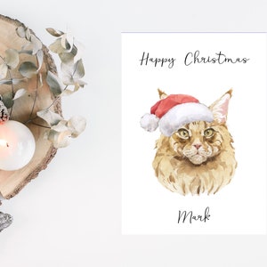 Maine Coon personnalisé - Carte de Noël chat -Carte d’amoureux des chats Carte de propriétaire de chat, carte drôle, carte d’amoureux de chat, carte de propriétaire de chat, carte de chat mignon