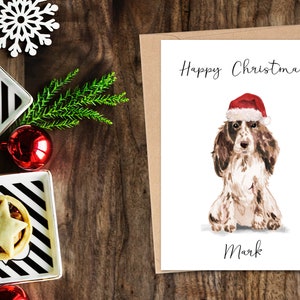 Cocker Spaniel brun personnalisé - Carte de Noël pour chien - Carte d’amoureux de chien, Carte de Noël drôle, Carte d’amoureux de chien, Carte de propriétaire de chien Carte de chien mignon