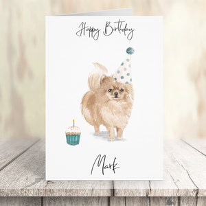 Pomerania personalizado - perro Tarjeta de cumpleaños -tarjeta de amantes de perros tarjeta de dueño de perro, tarjeta de amante de perro tarjeta de dueño de perro Linda tarjeta de perro