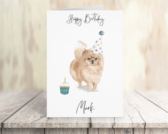 Personalised Pomeranian - dog Birthday card -dog lovers card dog owner card, dog lover card dog owner card Cute dog card