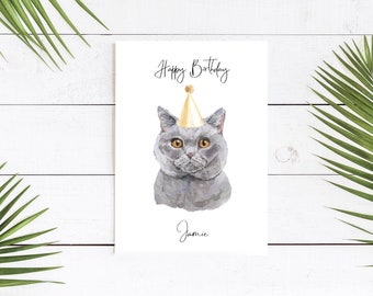 Personalised British Shorthair Cat Birthday card -Cat lovers card Cat owner card, Funny birthday card, Cat owner card, Cute cat card