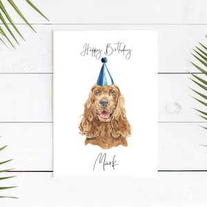 Personalizzato Cocker Spaniel - cane Biglietto di compleanno - Carta degli amanti del cane Carta del proprietario del cane, carta del proprietario del cane della carta del cane Carino carta del cane